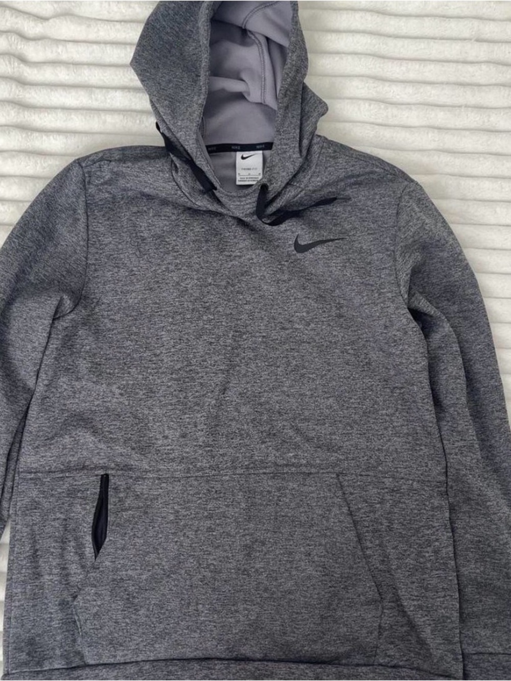 Nike Men’s Gray Therma-fit Tech Hoodie Fleece lined pullover Sweatshirt Sz M